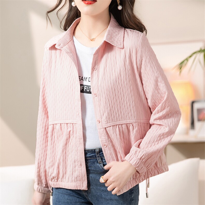 余墨2023春季薄款翻领休闲宽松单排扣外套上衣，女装短外套，余墨