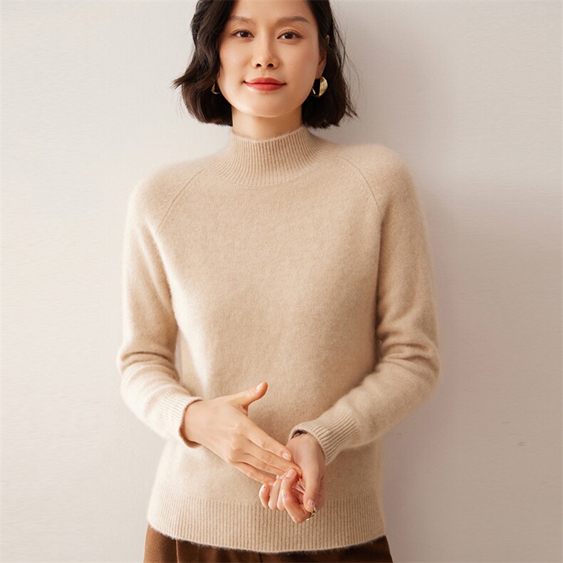 2025秋冬新款女士7针双股插肩半高领衫图片