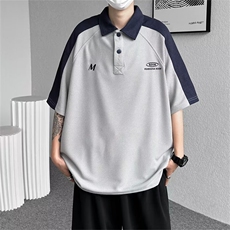 POLO衫短袖男韩版潮流拼色帅气2024夏季新款ins宽松体恤WB252-P31，男装Polo衫，星座412-3