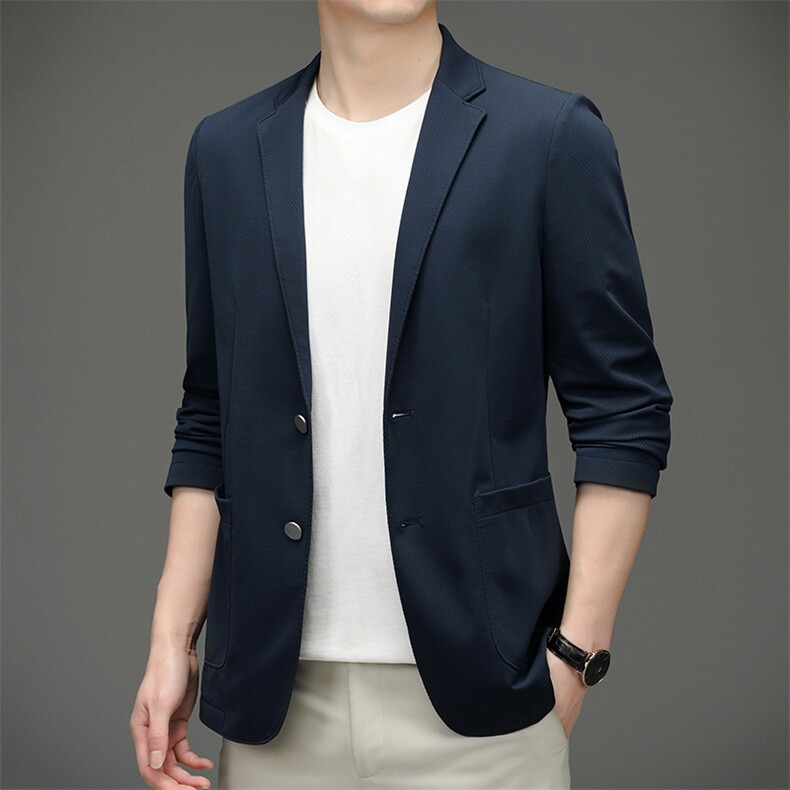 上衣中老年2023年翻领时尚口袋单排扣春季长袖西服SL3026,男装西服,电商B212（原钱塘6029）