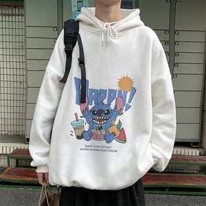 WY2077-P40 纯棉连帽卫衣男大码运动帽衫宽松薄外套男图片