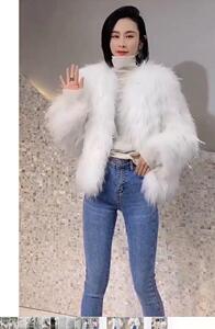 淑女气质珠珠款貉子毛编织皮草外套,女装皮草,L·H·X