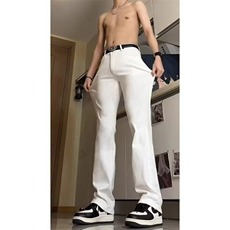 潮窄版阔腿直筒牛仔裤男女夏季新款高腰宽松显瘦小个子垂感微喇裤，男装牛仔裤，星座506A