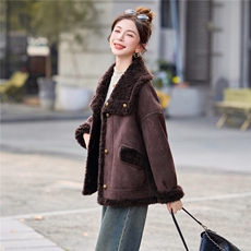 两面穿皮毛一体羊羔毛外套女2025秋冬新款洋气百搭超好看保暖大衣，女装棉衣/棉服，意芙