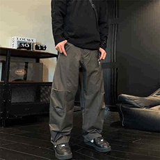 JY777-P45宽松美式阔腿裤百搭立体拼接黑武士休闲弯刀裤潮，男装休闲裤，星座1501-3