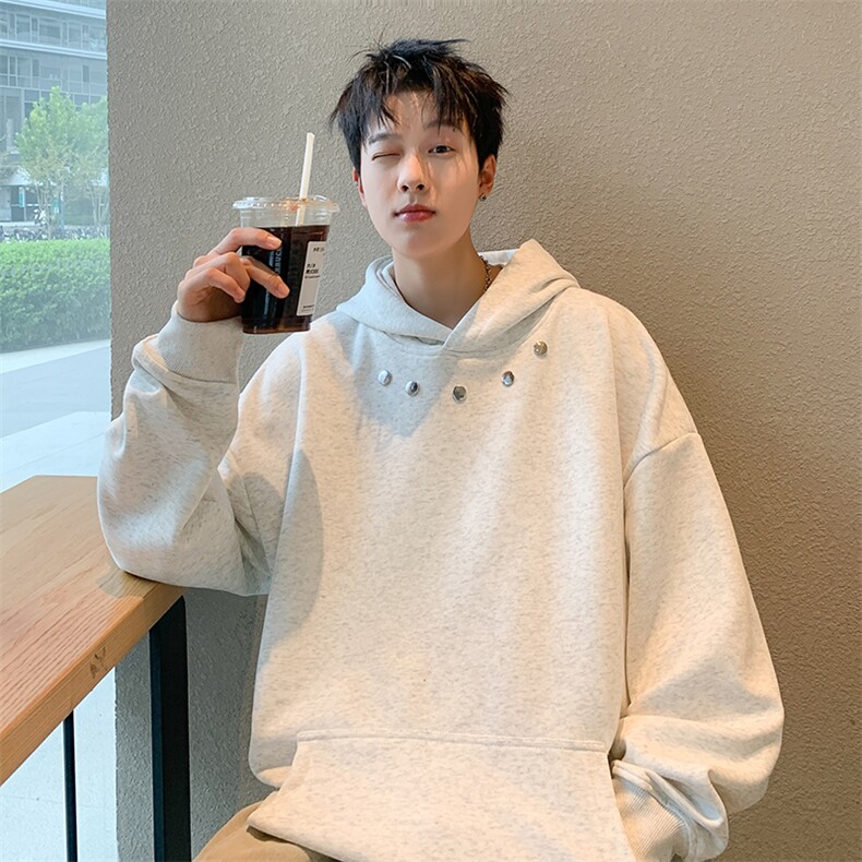 W70高质量华棉连帽卫衣320克黑色白灰P39M到3XL,男装卫衣,星座506