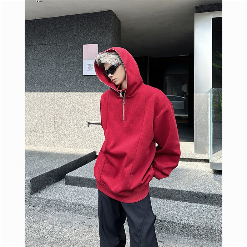 秋冬重磅高品质美式假两件连帽卫衣时尚潮流卫衣常规P78加绒P88,男装卫衣,电商B319