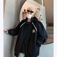 现货开衫卫衣男青少年学院风班服刺绣拉链衫外套宽松秋装潮P78，女装短外套，电商C306-1