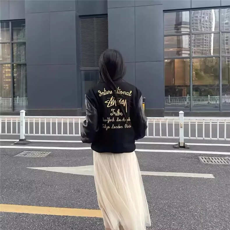 1506/QM4240/P61新款东京街头嘻哈字母刺绣棒球服夹棉跨年战袍潮,女装职业装,星座1506