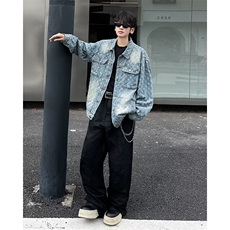 港风青少年春秋季潮流翻领夹克做旧男士新款QB24P80，男装夹克，星座1116-2