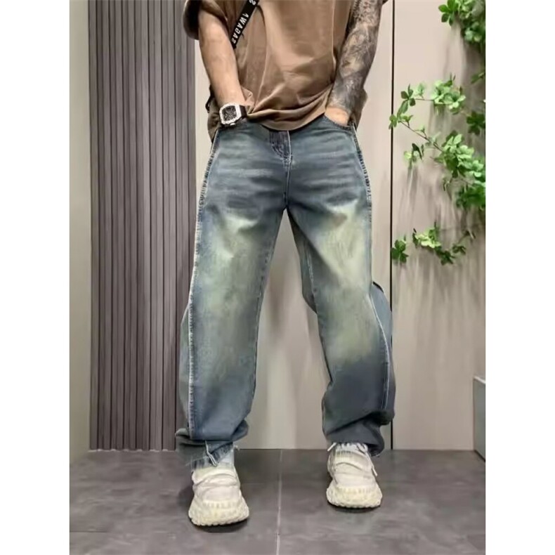 1506-1/K91911/P54做旧水洗渐变色直筒牛仔裤男四季款休闲宽松,男装牛仔裤,星座1506-1