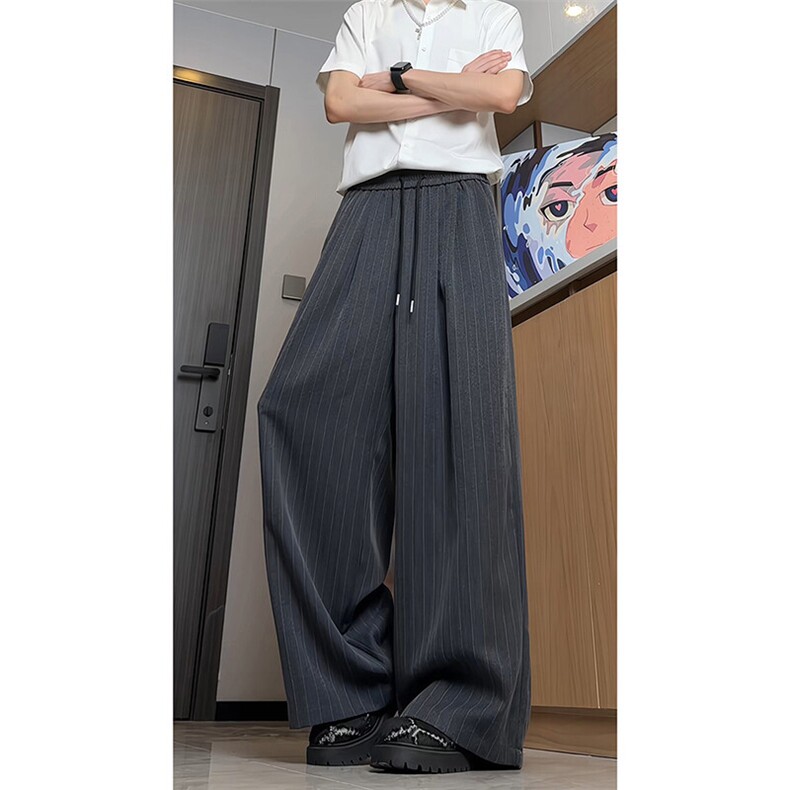 港风复古日系文艺休闲长裤条纹痞帅高街西裤K746TP35控68无差价，男装西裤，电商A102B