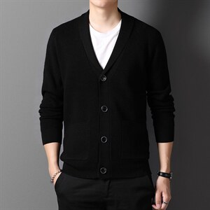 M44007限价388元男士冬季长袖V领纯羊毛针织衫开衫休闲P239图片