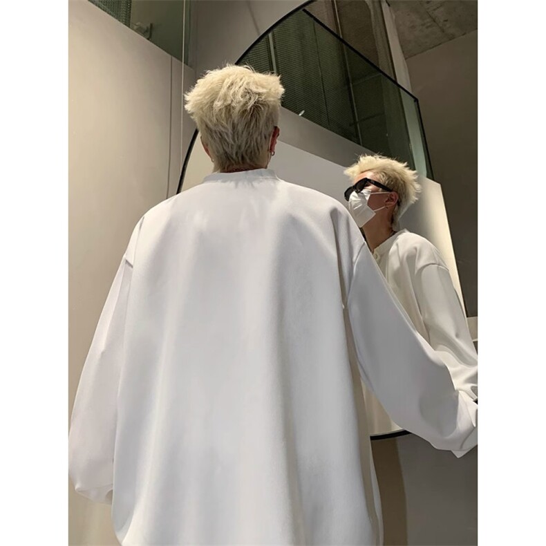 潮牌痞帅亨利领卫衣春季高级感重磅美式高街长袖T恤-Y7065,男装T恤,星座1002-2
