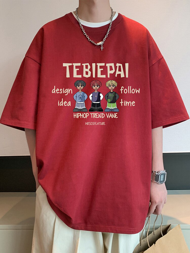 T789P26大码宽松纯棉运动圆领体恤衫oversize短袖T恤男重磅T,男装T恤,星座304A-1