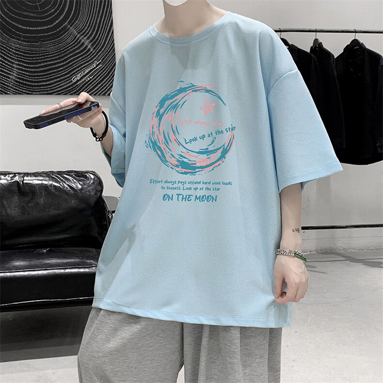 华夫格t恤男短袖男大码五分袖大皂风HT73341-P22,男装T恤,电商A040