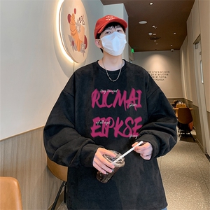已注册港风供抖音直播得物高品质麂皮绒宽松男卫衣W3510P38图片