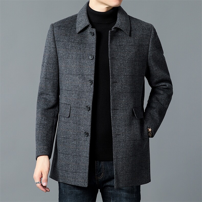 DZ11210钱塘2020-3冬季厚款商务休闲简约翻领中年男士外套P235,男装毛呢大衣,钱塘207-3