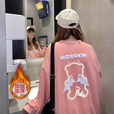 加绒保暖反光小熊卫衣厚款圆领上衣韩版情侣装T恤衫外套W8254，男装卫衣，电商B245A