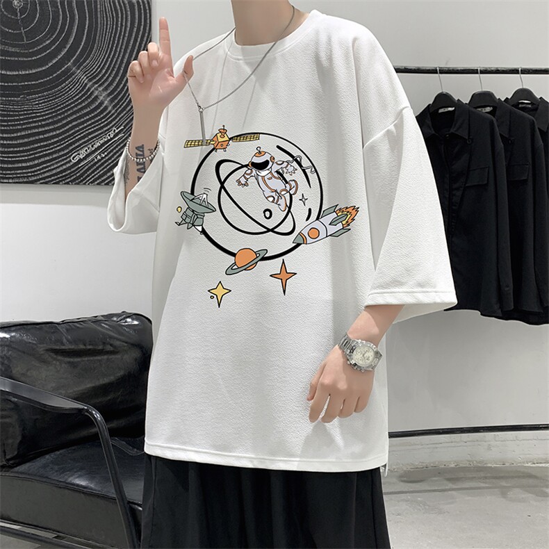 Q11142-P30春夏季七分袖t恤男大码五分袖男短袖中袖大皂风,男装T恤,电商A040