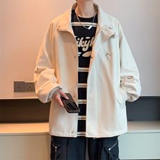 港风夹克衫潮男麂皮绒钢印高级感棒球冲锋服外套6006-P60控108，男装夹克，星座207