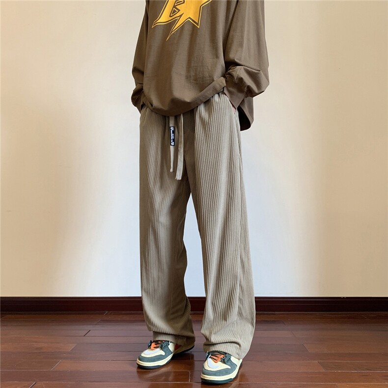 秋冬拖地裤灯芯绒宽松阔腿裤直筒男长裤港风休闲裤K320-P38,男装休闲裤,电商A099