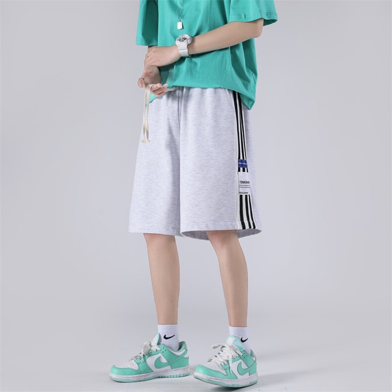 2026夏季条纹拼接贴标卫裤短裤XZ604-KP63-P30控39，男装牛仔裤，星座604