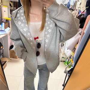 连帽开衫卫衣男女2025新款秋冬复古宽松休闲运动拉链外套WYX05图片