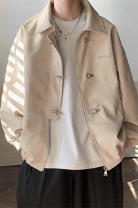 1美式港风大码M-5XL情侣女水洗雪花皮夹克皮衣男JK8741P130控168图片
