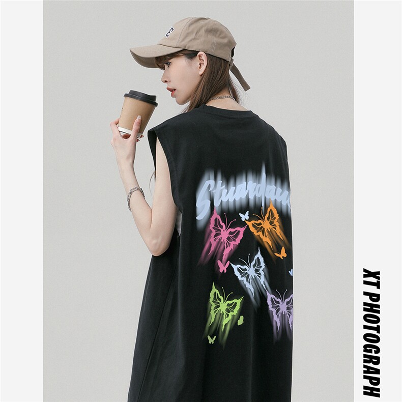 中性风新款夏季时尚百搭宽松蝴蝶印花100棉短袖T恤DT65009P25控38,男装T恤,电商A268