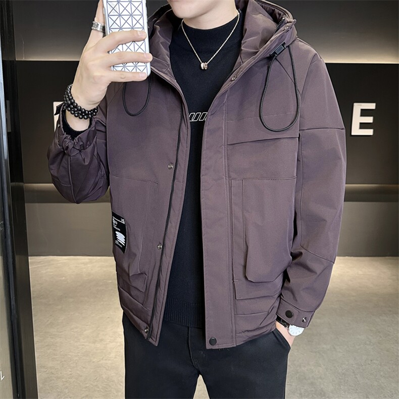 2025秋冬新款二棉加棉夹克连帽工装冲风衣男士外套棉服,男装风衣,星座414（原B263）