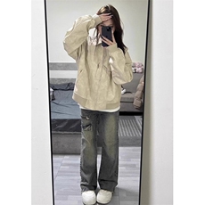 春季新款韩版时尚百搭斜拉链立领宽松冲锋衣外套女J219，男装夹克，星座1116A（原606A-3）