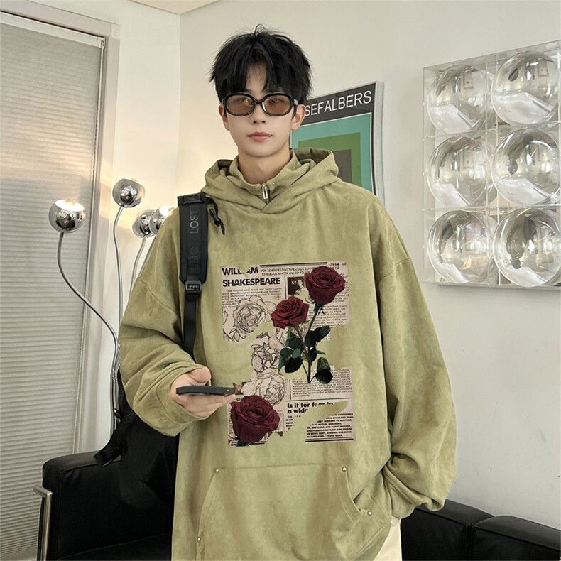 电商DSA028-LPMT23W08P50新款潮流鹿皮绒连帽卫衣男限78,男装卫衣,电商A028