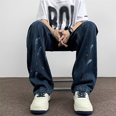 喷墨牛仔裤男款春夏修身直筒裤百搭潮牌裤子N6121，男装牛仔裤，星座1116A-1（原606A）