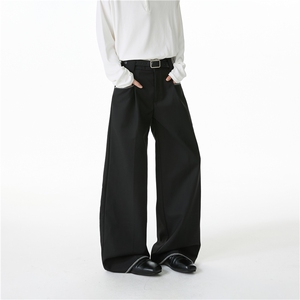 秋季新款黑色褶皱缝线设计感弯刀休闲西裤B315-K25339-特p42控78图片