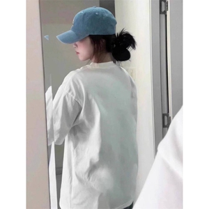 H0563-P35韩版休闲字母花朵印花短袖t恤女高级感小众上衣夏图片