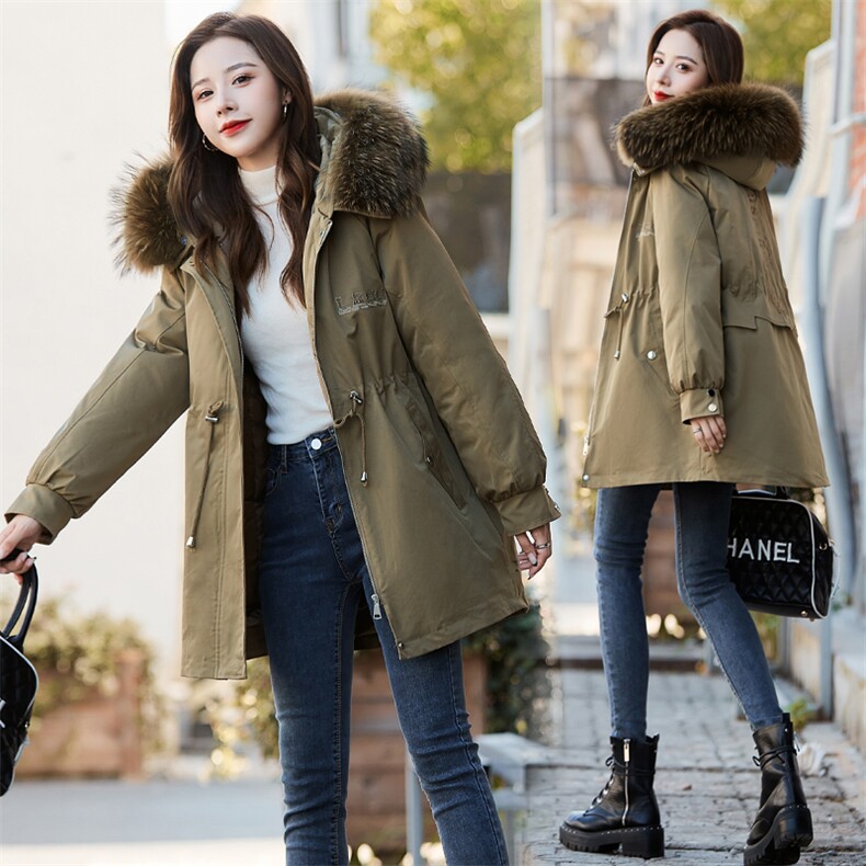 2022新款冬季女装加厚中长款修身白鸭绒羽绒服外套，女装羽绒服，贵人树