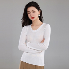 2025年秋季新款U领修身针织衫时尚休闲，女装针织衫/毛衣，奢优羊绒