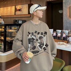 已注册港风直播抖音得物高品质重磅菠萝格圆领宽松男卫衣W2011P45，男装卫衣，电商C408(原B339-1)