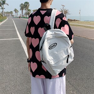 港风全身爱心印花短袖T恤男女夏季纯棉短袖情侣装T127P35控49，男装T恤，电商A089-1
