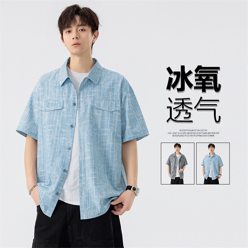 2580-P35控59大码元 大码潮牌美式痞帅炸街衬衫图片