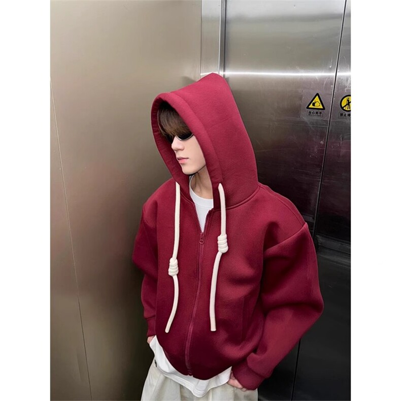 1506/QF010/P52新款宽松帽衫连帽手工编绳纯色连帽卫衣情侣上衣,男装卫衣,星座1506