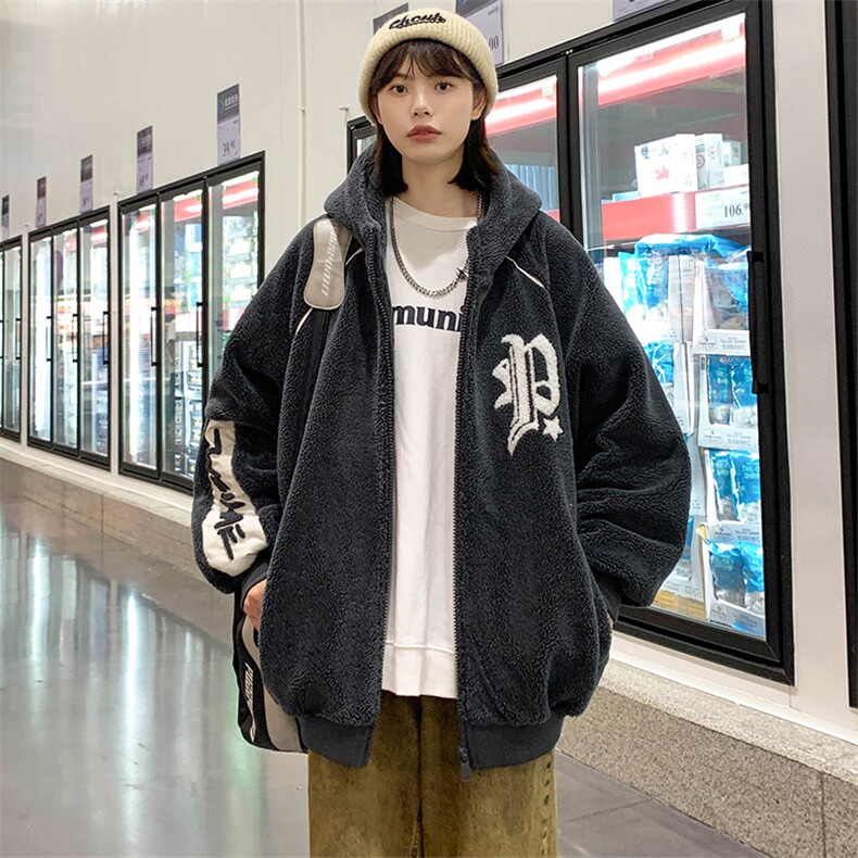 2023冬上新加绒加厚棉衣羊羔绒百搭连帽外套男女 987-P110控价158图片