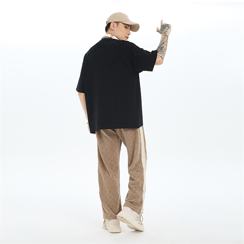 xcy-696#230克纯棉短袖男女港风夏季宽松百搭简约上衣,男装T恤,电商A109