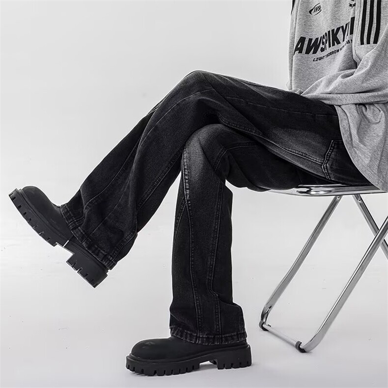 高街牛仔裤男士韩版潮流痞子帅气直筒2024秋冬ins长裤RK1805-P48,男装牛仔裤,星座412-3