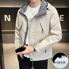 加棉加厚男士连帽青年简约休闲二棉夹克外套S99151-P105常规90，男装夹克，星座310B-3