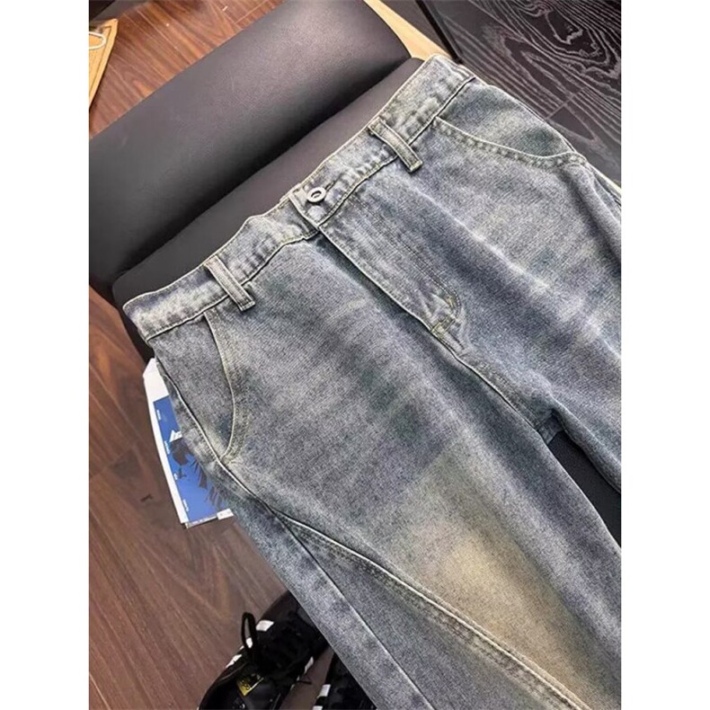 复古微喇牛仔裤男春秋美式高街vibe裤子弯刀显瘦直筒裤LL5711-P45,男装牛仔裤,星座1008