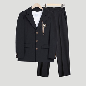 学院风DK西服套装宽松春秋季学生毕业照班服徽章JK制服TZ64 P62图片