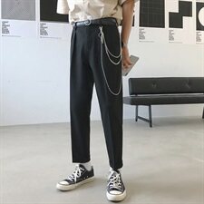 2021夏季薄款港风褶皱西裤男九分裤宽松垂感休闲裤A202K102P65，男装休闲裤，星座1311（原A202）