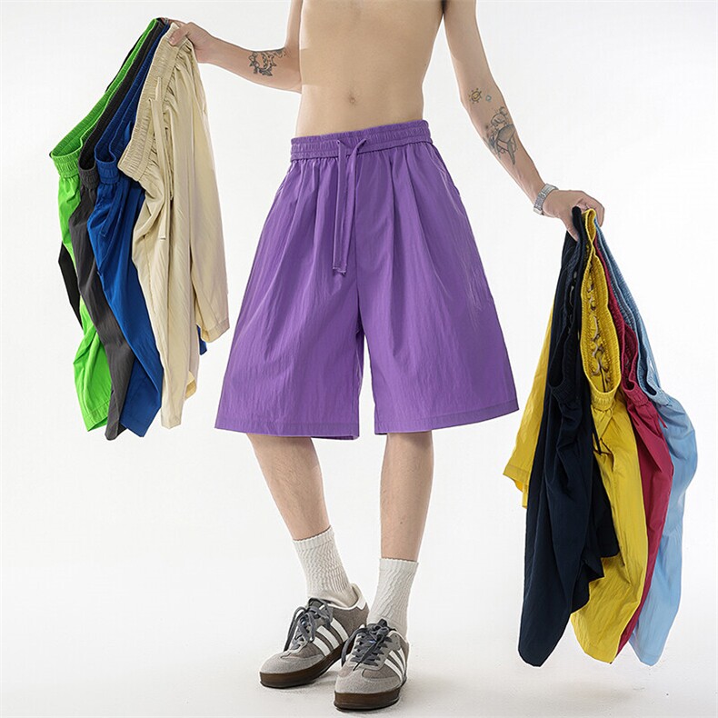 8XL-M多巴胺短裤男款夏季冰丝薄款休闲透气五分裤沙滩DK26004P25，男装休闲裤，电商B312